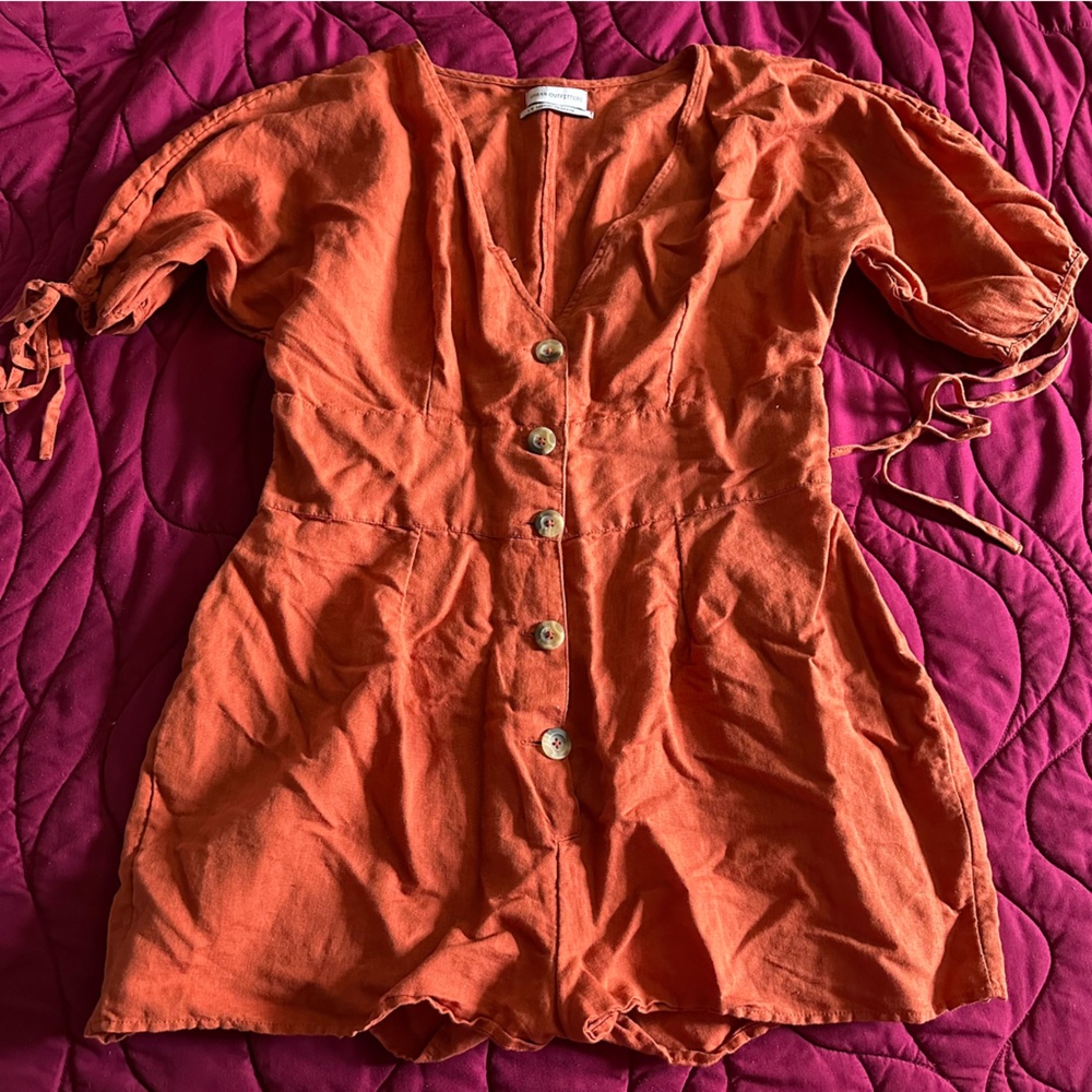 Urban Outfitters Orange Button-Front Romper
